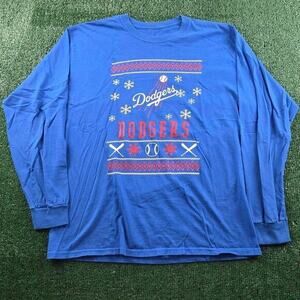Blue and red la‎ dodgers christmas/winter themes long sleeve tshirt